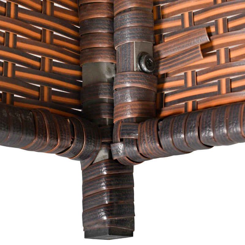 Brown Rattan Dining Set With Light Coloured Cushions & Table