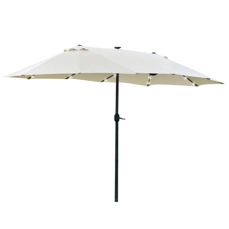 Cream White Double-Sided Sun Umbrella With LED Lights