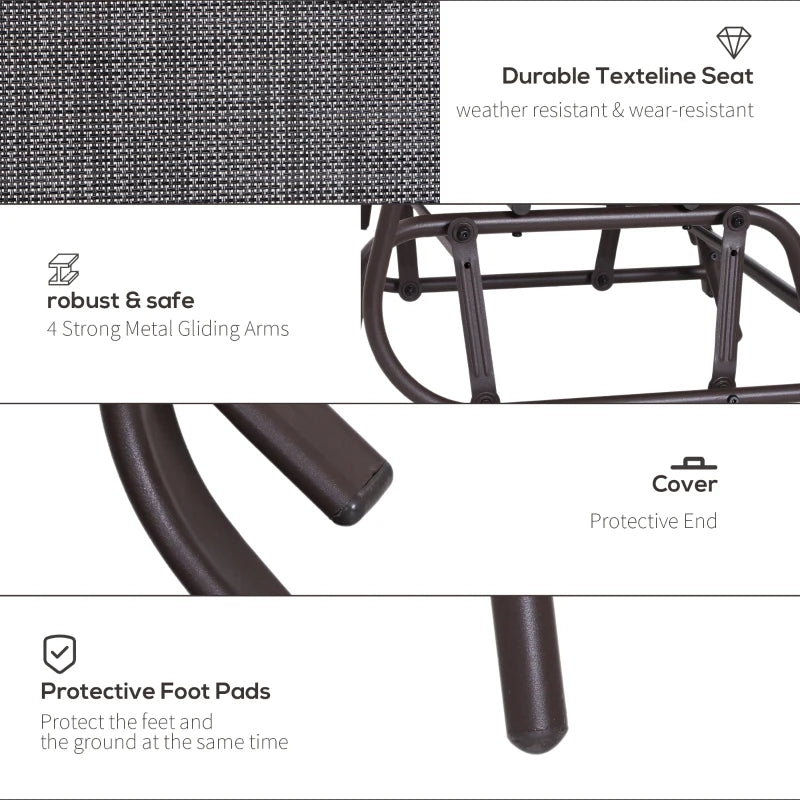 Pair of Rocking Chairs with Table & Breathable Mesh Fabric Seat - Brown Frame & Grey Mesh