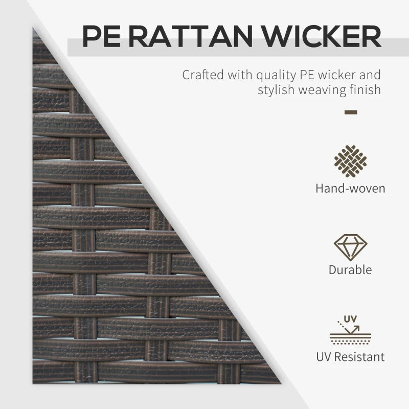 Dark Brown Patterned Rattan Bistro Set With Orange Cushions