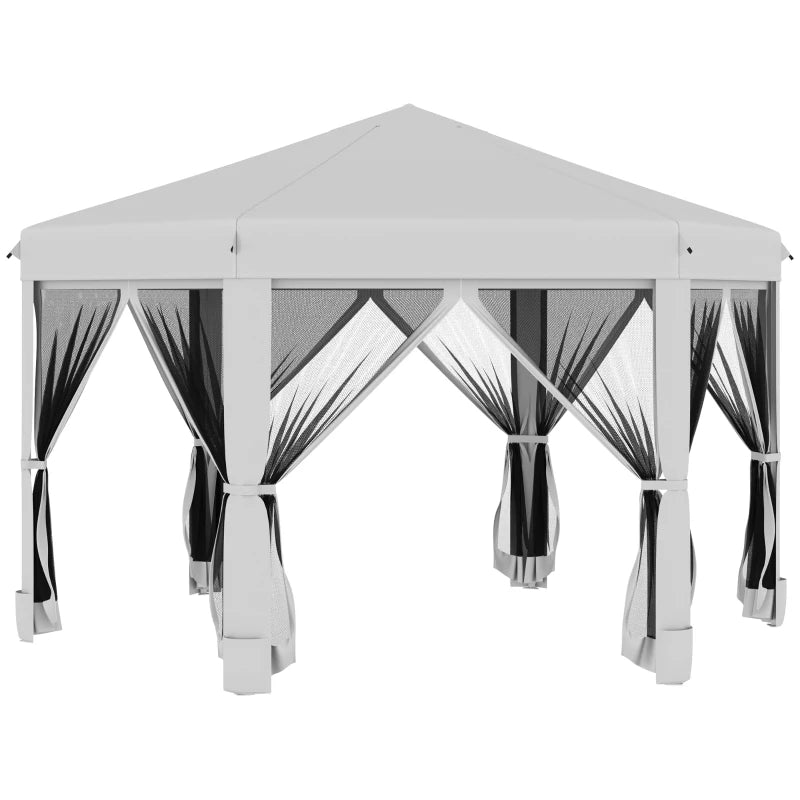 Light Grey Hexagonal Pop Up Canopy Tent With Bag