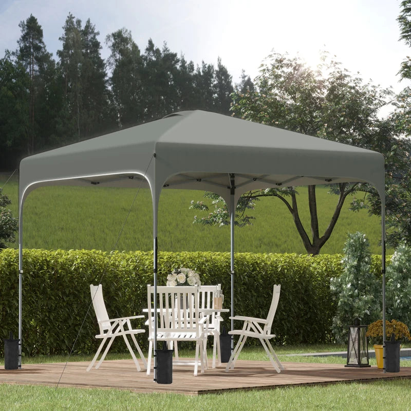 3m x 3m Dark Grey Pop Up Gazebo with Wheels and 4 Leg Weight Bags - Height Adjustable