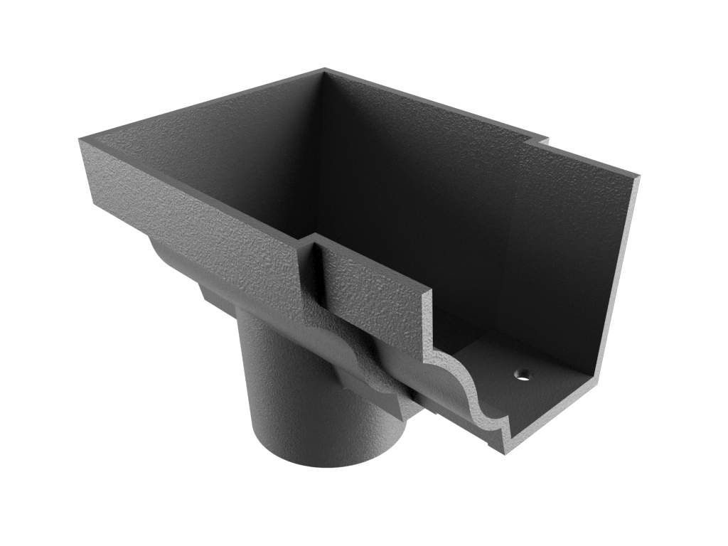 5x4" Moulded Ogee Gutter Dropend Outlet 3" Internal Primed - Trade Warehouse