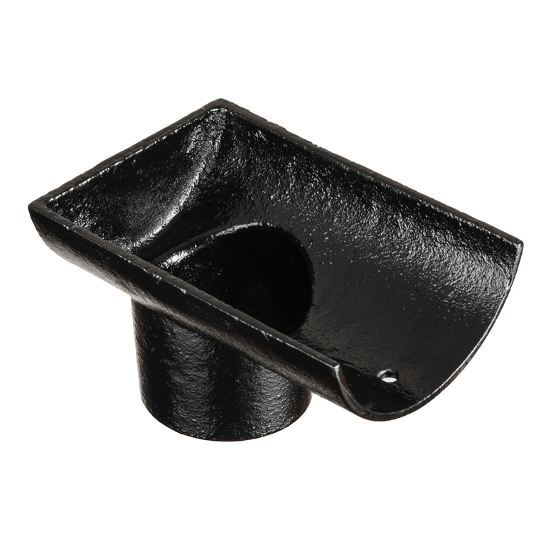 6" Plain Half Round Gutter Dropend Outlet 4" Internal Painted - Trade Warehouse