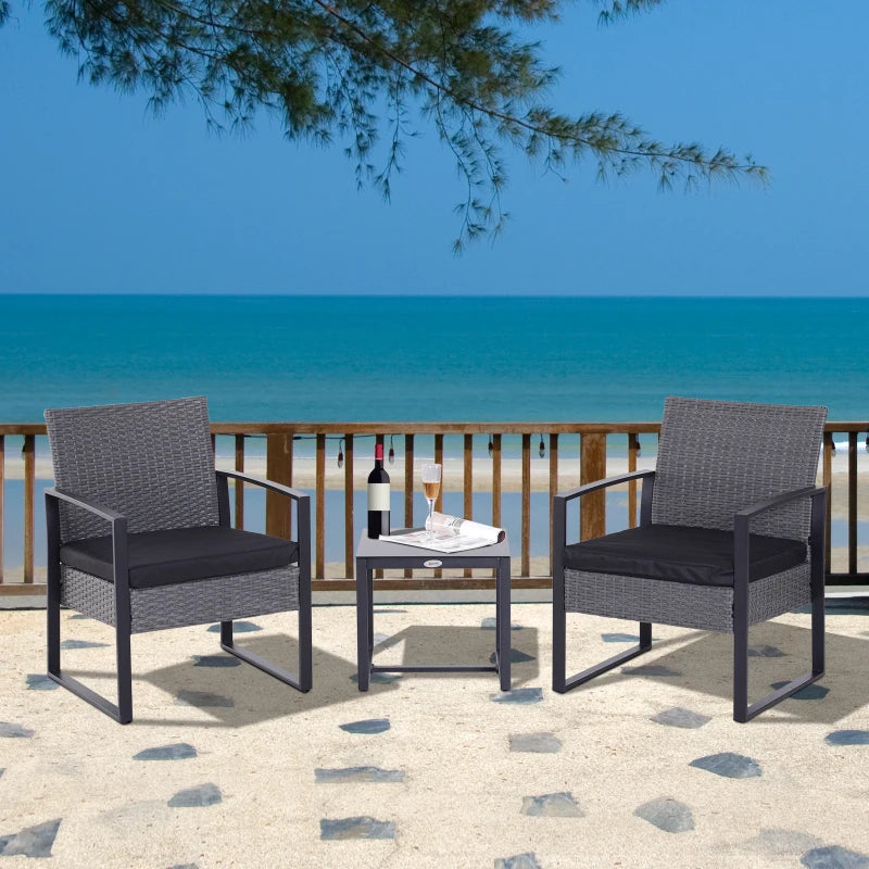 Grey/Black Rattan 2 Seater Patio Set