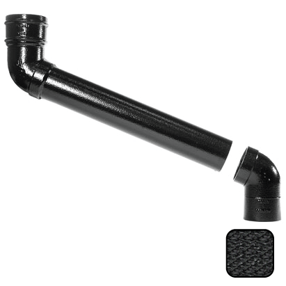 63mm (2.5") Cast Aluminium Downpipe 900mm (max) Adjustable Offset - Textured Black - Trade Warehouse
