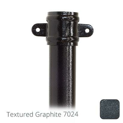 63mm (2.5") x 2m Aluminium Downpipe with Cast Eared Socket - Textured Graphite Grey RAL 7024 - Trade Warehouse