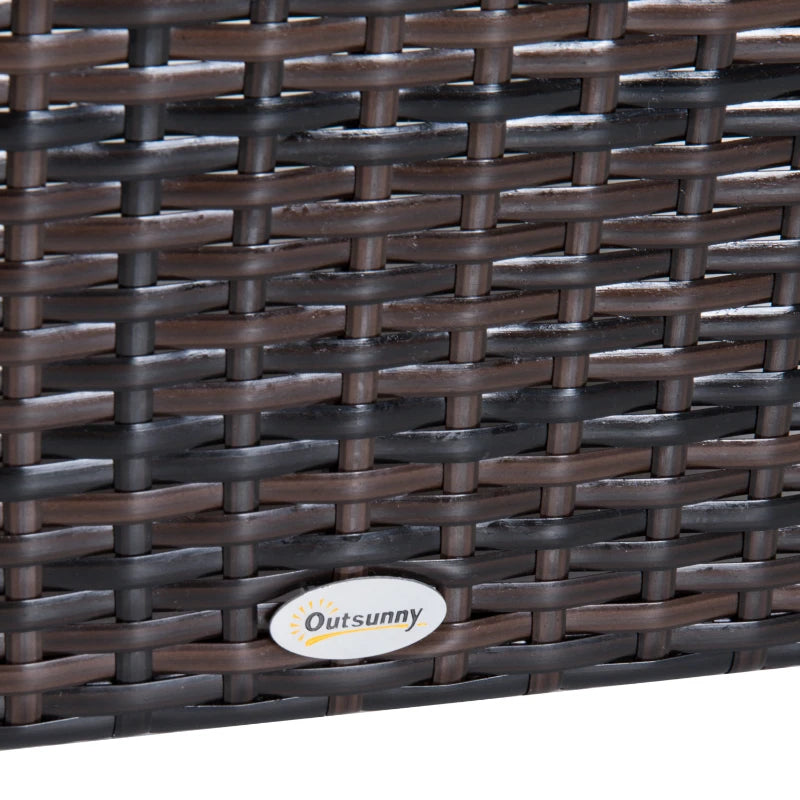 Dark Brown Rattan Footstool With Padded Cream Cushion - 50 x 50 x 35 cm