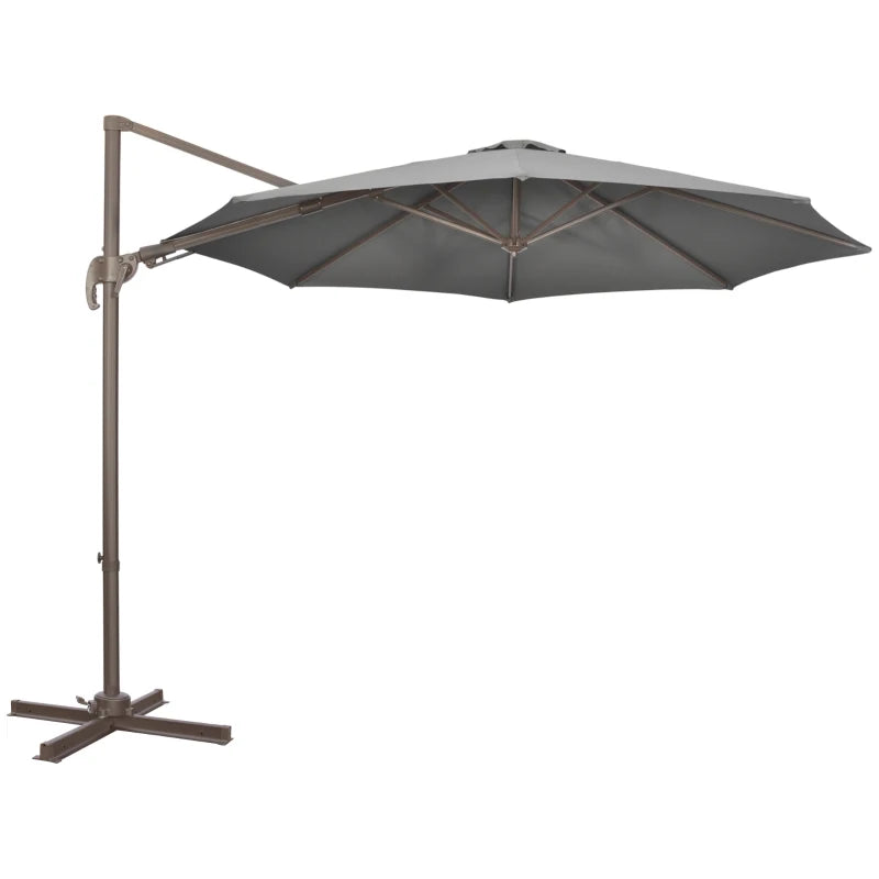 grey patio umbrella uk Dark Grey 3m 360° Rotation Parasol Shade