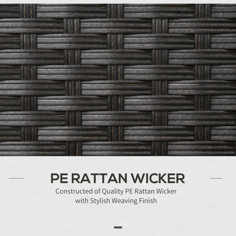 Brown 3 Seater Rattan Sofa with Cushions and Wood-Effect Top Table