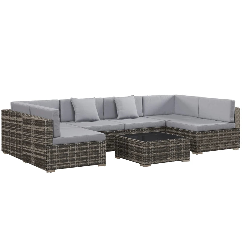 7 Piece PE Rattan Garden Furniture Set with Thick Padded Cushions