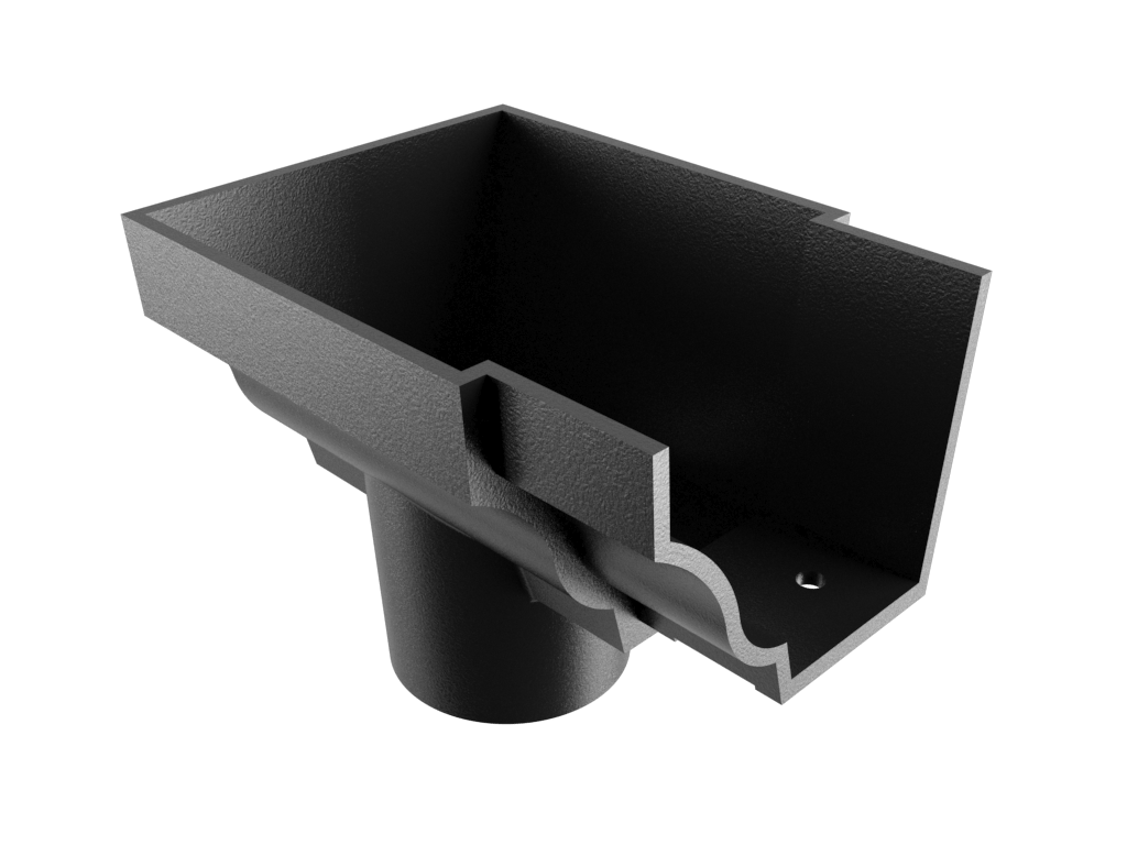 6x4" Moulded Ogee Gutter Dropend Outlet 3" Internal Painted - Trade Warehouse