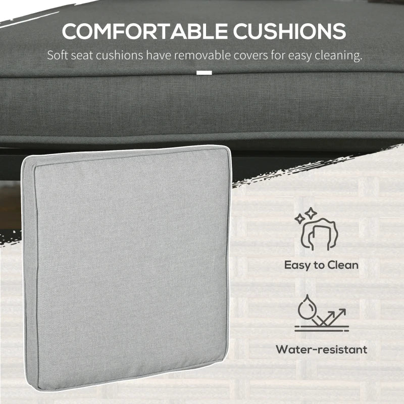 5 Piece Rattan Bistro Set With Footrests & Padded Outdoor Seating