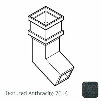 75 x 75mm (3"x3") Cast Aluminium Downpipe 112 Degree Bend without Ears - Textured 7016 Anthracite Grey - Trade Warehouse