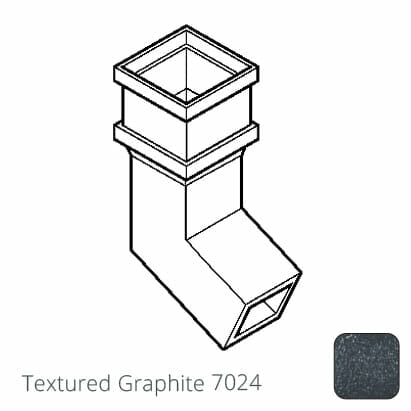 75 x 75mm (3"x3") Cast Aluminium Downpipe 112 Degree Bend without Ears - Textured 7024 Graphite Grey - Trade Warehouse