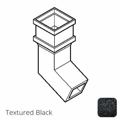 75 x 75mm (3"x3") Cast Aluminium Downpipe 112 Degree Bend without Ears - Textured Black - Trade Warehouse