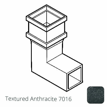 75 x 75mm (3"x3") Cast Aluminium Downpipe 90 Degree Bend without Ears - Textured 7016 Anthracite Grey - Trade Warehouse