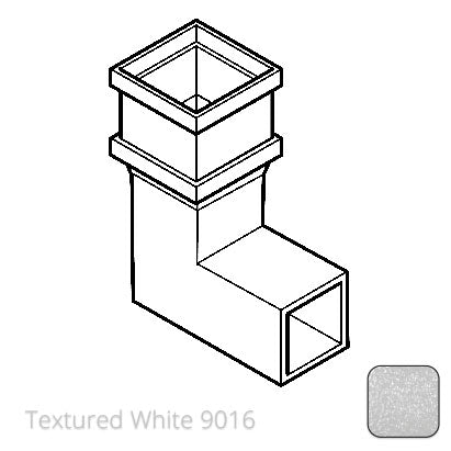 75 x 75mm (3"x3") Cast Aluminium Downpipe 90 Degree Bend without Ears - Textured 9016 White - Trade Warehouse