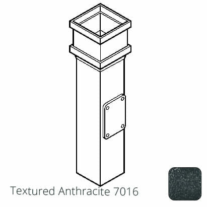 75 x 75mm (3"x3") Cast Aluminium Downpipe Access Pipe with Cast Ears - Textured 7016 Anthracite Grey - Trade Warehouse