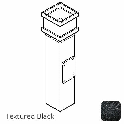 75 x 75mm (3"x3") Cast Aluminium Downpipe Access Pipe with Cast Ears - Textured Black - Trade Warehouse