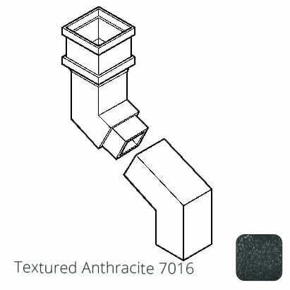 75 x 75mm (3"x3") Cast Aluminium Downpipe Two-part 305mm (max) Adjustable Offset - Textured 7016 Anthracite Grey - Trade Warehouse