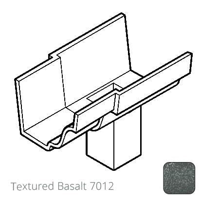 75x75 (3"x3") square outlet Cast Aluminium 125x100mm (5"x4") Moulded Gutter Running Outlet - Single Spigot - Textured 7012 Basalt - Trade Warehouse