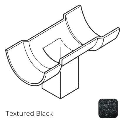 75x75 (3"x3") square outlet Cast Aluminium Half Round 100mm (4") Gutter Running Outlet - Double Socket - Textured Black - Trade Warehouse