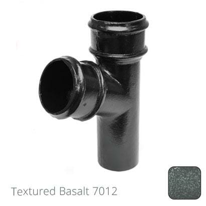 76mm (3") Cast Aluminium Downpipe 112 Degree Branch without Ears - Textured Basalt Grey RAL 7012 - Trade Warehouse