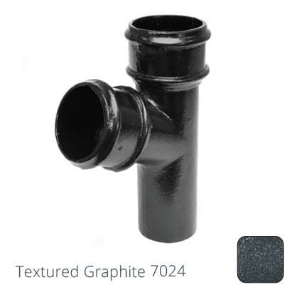 76mm (3") Cast Aluminium Downpipe 112 Degree Branch without Ears - Textured Graphite Grey RAL 7024 - Trade Warehouse