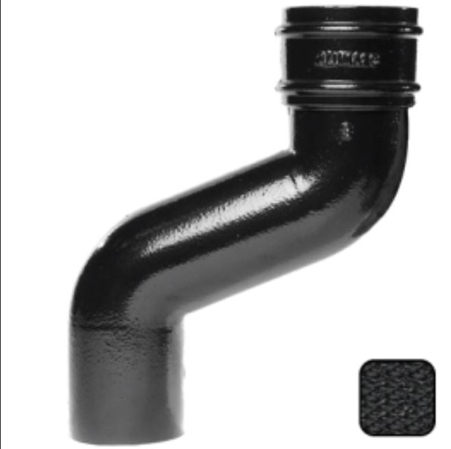 76mm (3") Cast Aluminium Downpipe 115mm Offset - Textured Black - Trade Warehouse