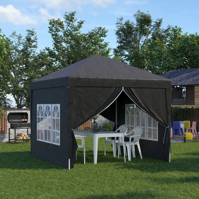 Black 3m x 3m Pop Up Gazebo