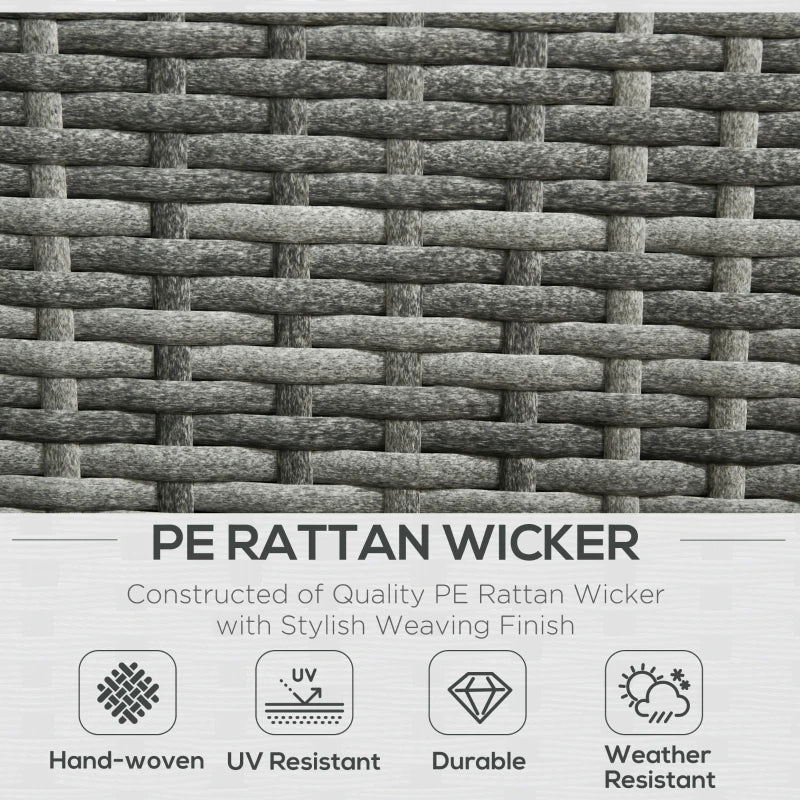 Grey 4 Seater Rattan Corner Sofa With Coffee Table and Thick Cushions