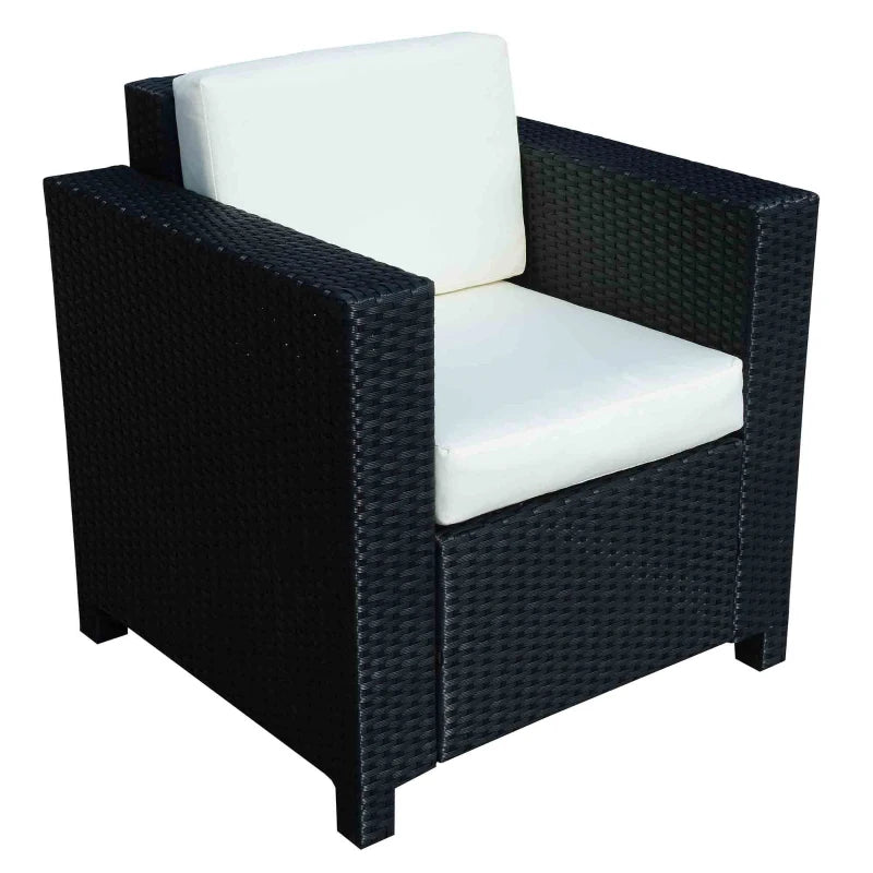 Black Single Seater Rattan Armchair with Armrests