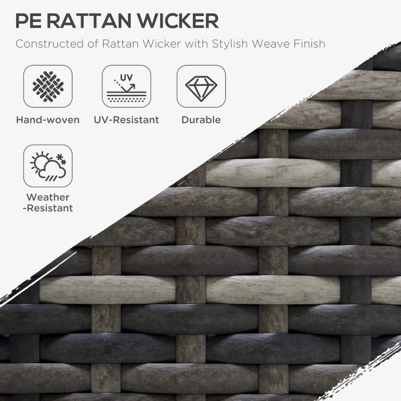 Grey Rattan Armless Chair with Adjustable Footpads and Back Support