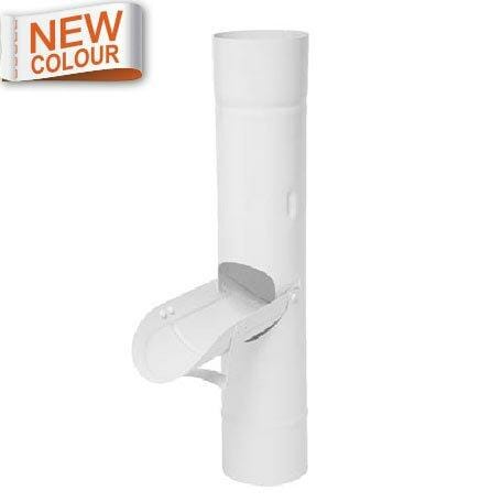 80mm 9016M White Coated Galvanised Steel Downpipe Diverter - Trade Warehouse