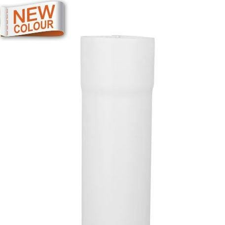 80mm 9016M White Galvanised Steel Downpipe 3m Length - Trade Warehouse