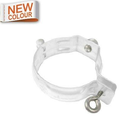 80mm 9016M White Galvanised Steel Downpipe Bracket with M10 Boss - for use with M10 Screw (not included) - Trade Warehouse