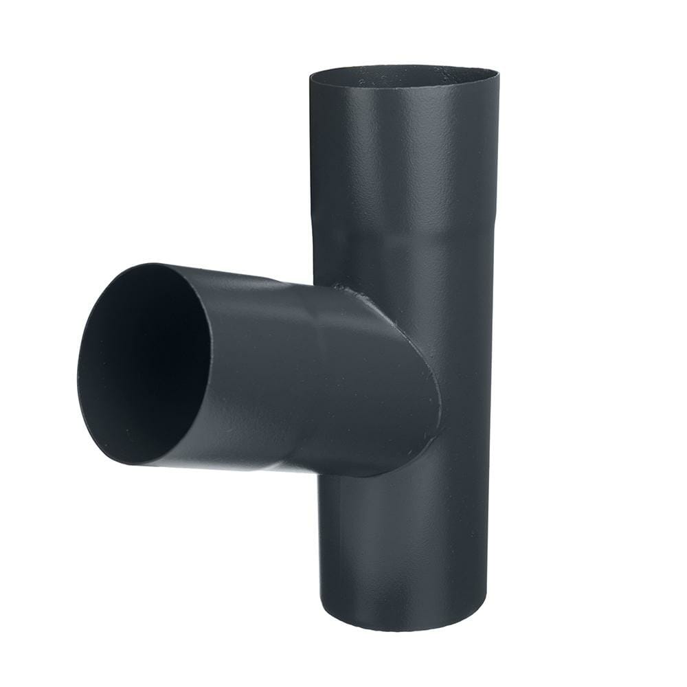 80mm Anthracite Grey Galvanised Steel Downpipe 70 Degree Branch - Trade Warehouse
