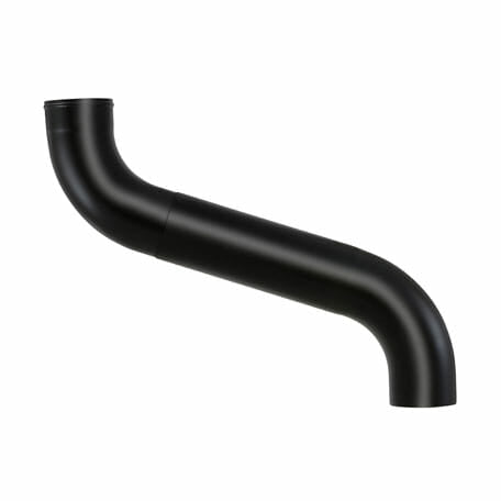 80mm Black Coated Galvanised Steel Downpipe 2-part Offset - up to 700mm Projection - Trade Warehouse