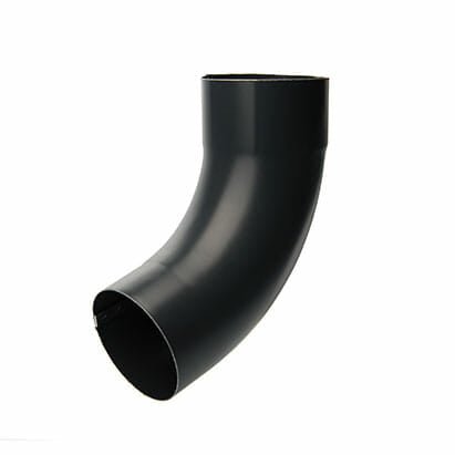 80mm Black Coated Galvanised Steel Downpipe 70 Degree Bend - Trade Warehouse