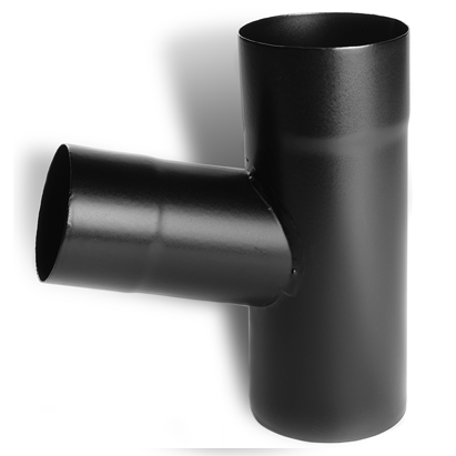 80mm Black Coated Galvanised Steel Downpipe 70 Degree Branch - Trade Warehouse