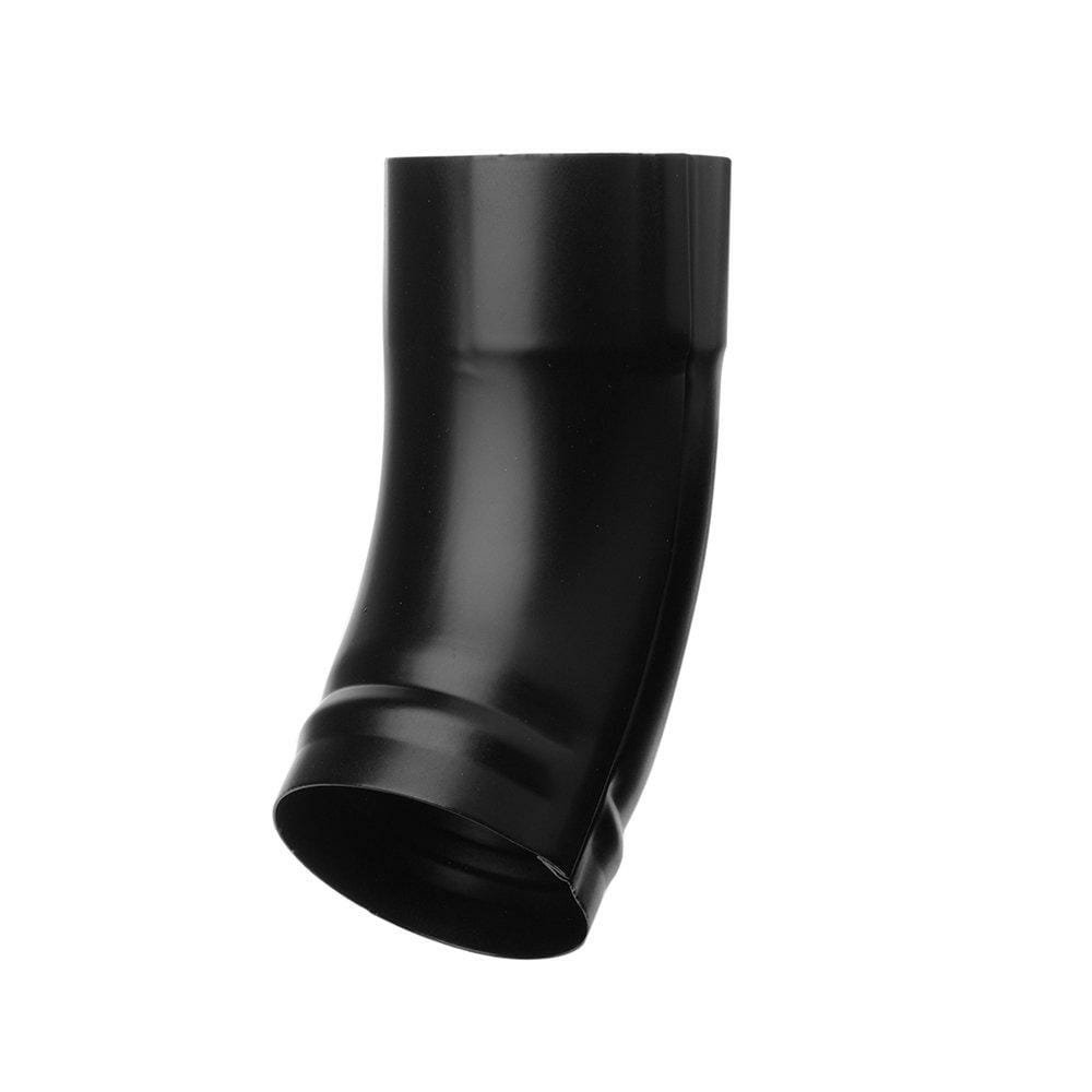 80mm Black Coated Galvanised Steel Downpipe Shoe - Short Heel - Trade Warehouse