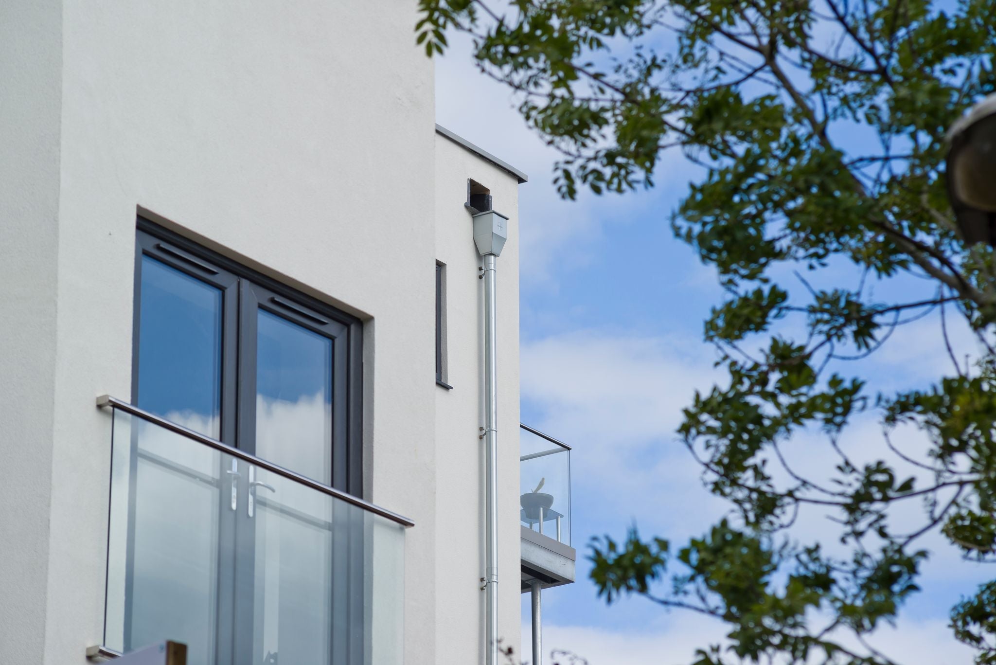 80mm Dusty Grey Coated Galvanised Steel Rainwater Collector - Trade Warehouse