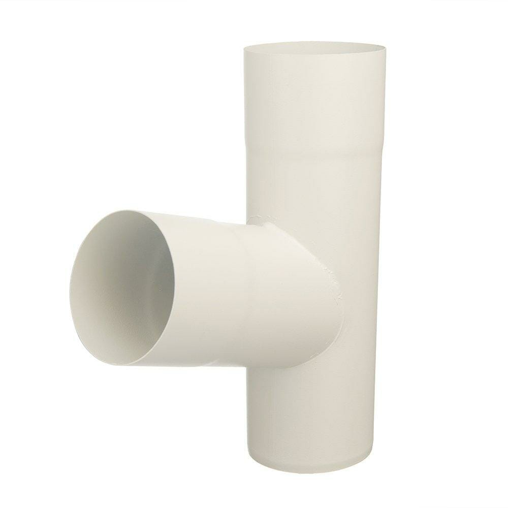 80mm Grey White Galvanised Steel Downpipe 70 degree Branch - Trade Warehouse