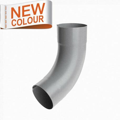 80mm RAL 9007 'Grey Aluminium' Galvanised Steel Downpipe 70 Degree Bend - Trade Warehouse