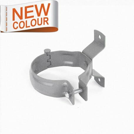 80mm RAL 9007 'Grey Aluminium' Galvanised Steel Downpipe Bracket - Trade Warehouse