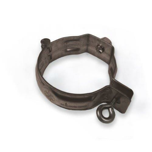 80mm Sepia Brown Galvanised Steel Downpipe Bracket with M10 Boss - for use with M10 Screw (not included) - Trade Warehouse