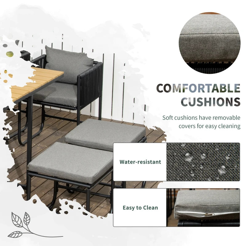 10 Seater Rattan Table & Chairs With Grey Cushions