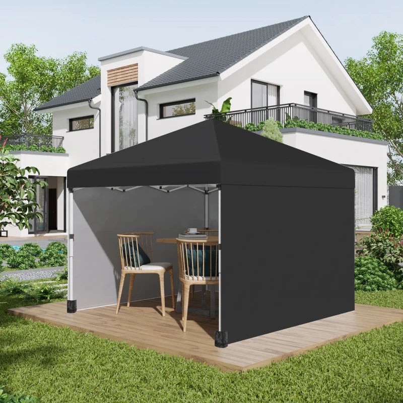 3m x 3m Pop Up Event Shelter - Height Adjustable Party Tent with 2 Sidewalls - Weight Bags and Wheeled Bag Included