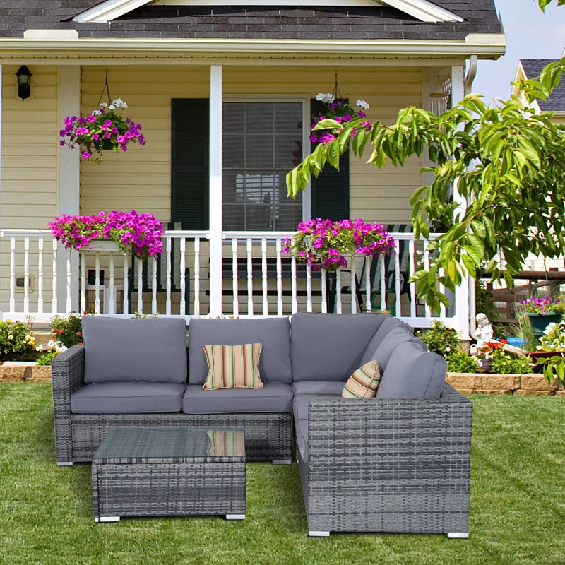 Grey 4 Piece Conservatory Dining Set With Coffee Table